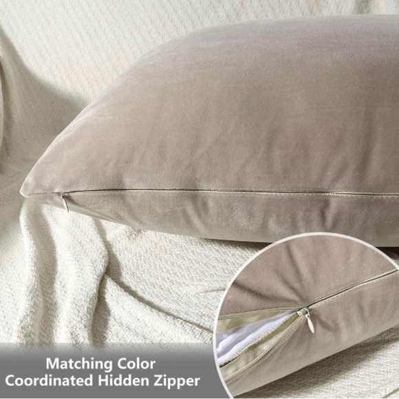 🎁 FREE ADD ON Two Velvet Throw Pillow Covers | 16''x24'', Champag… - Picture 2 of 4